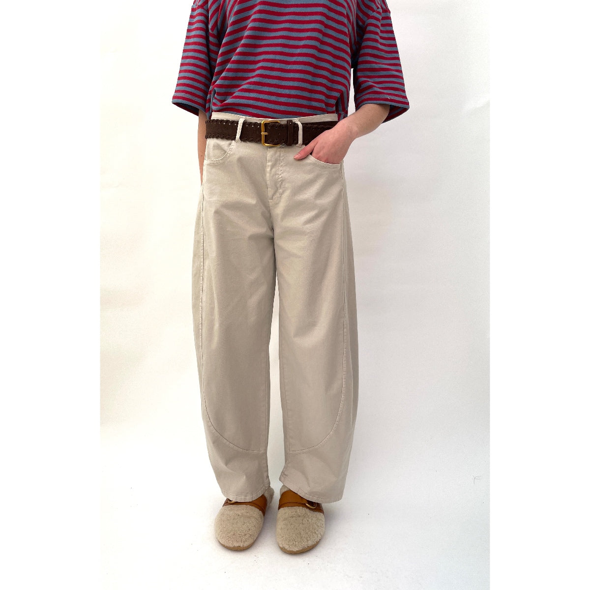 Belted Cotton Barrel Ecru