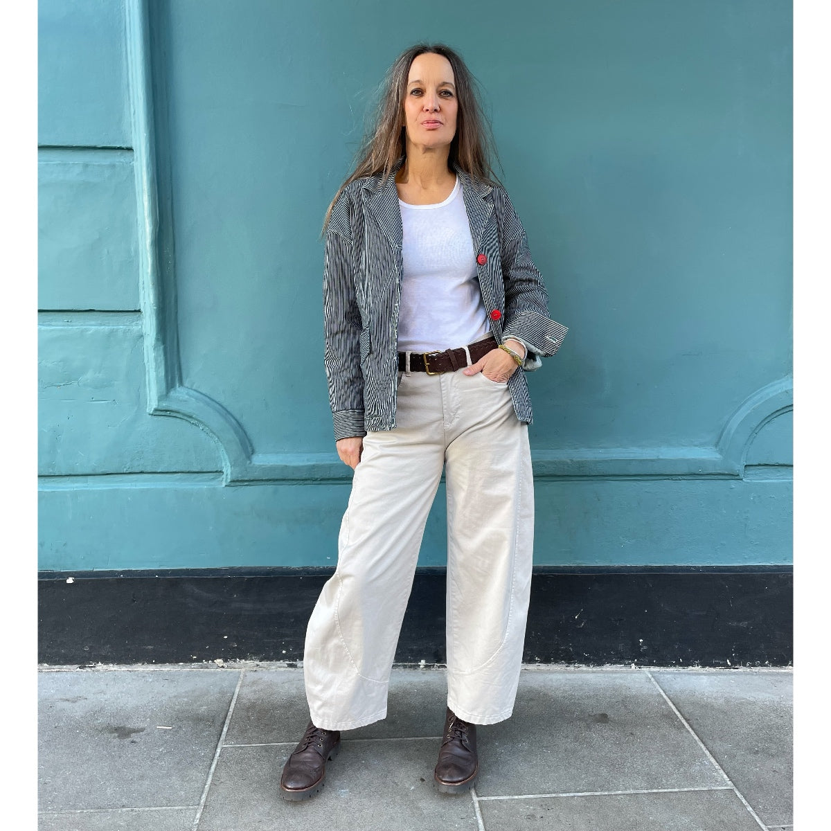 Belted Cotton Barrel Ecru