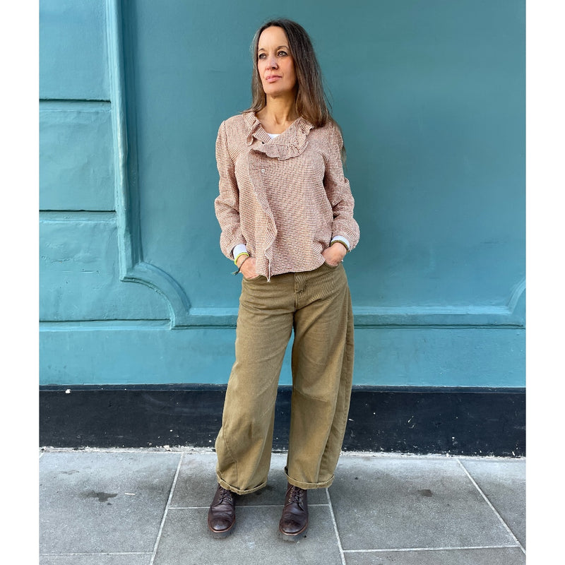 Chocolate Check Ruffle Shirt