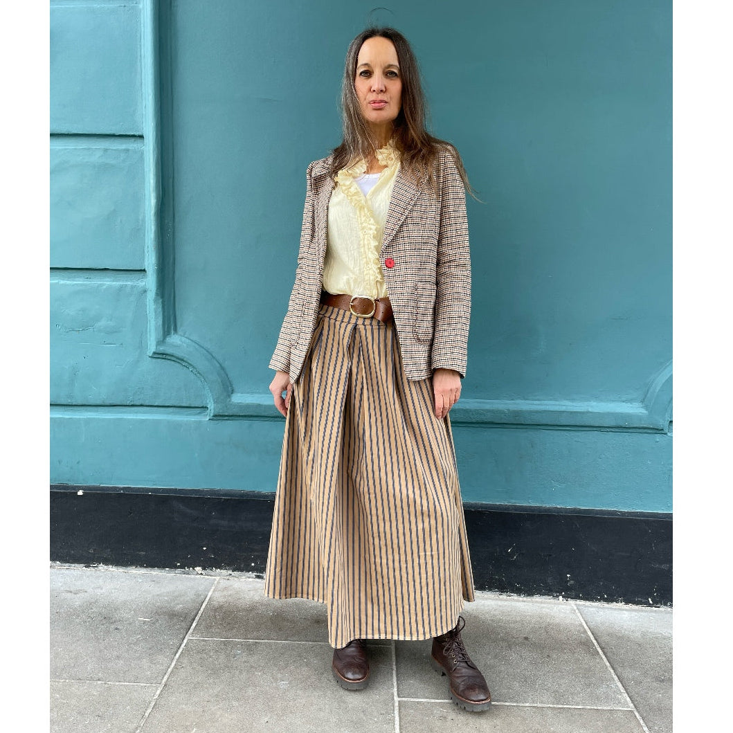 Toffee Stripe Belted Skirt