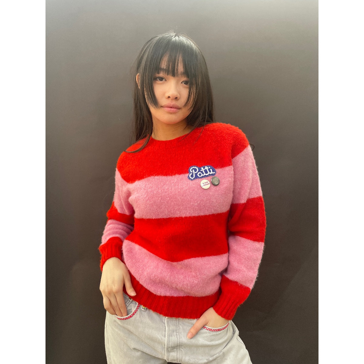 Useless Patti Pink/Red Stripe Jumper