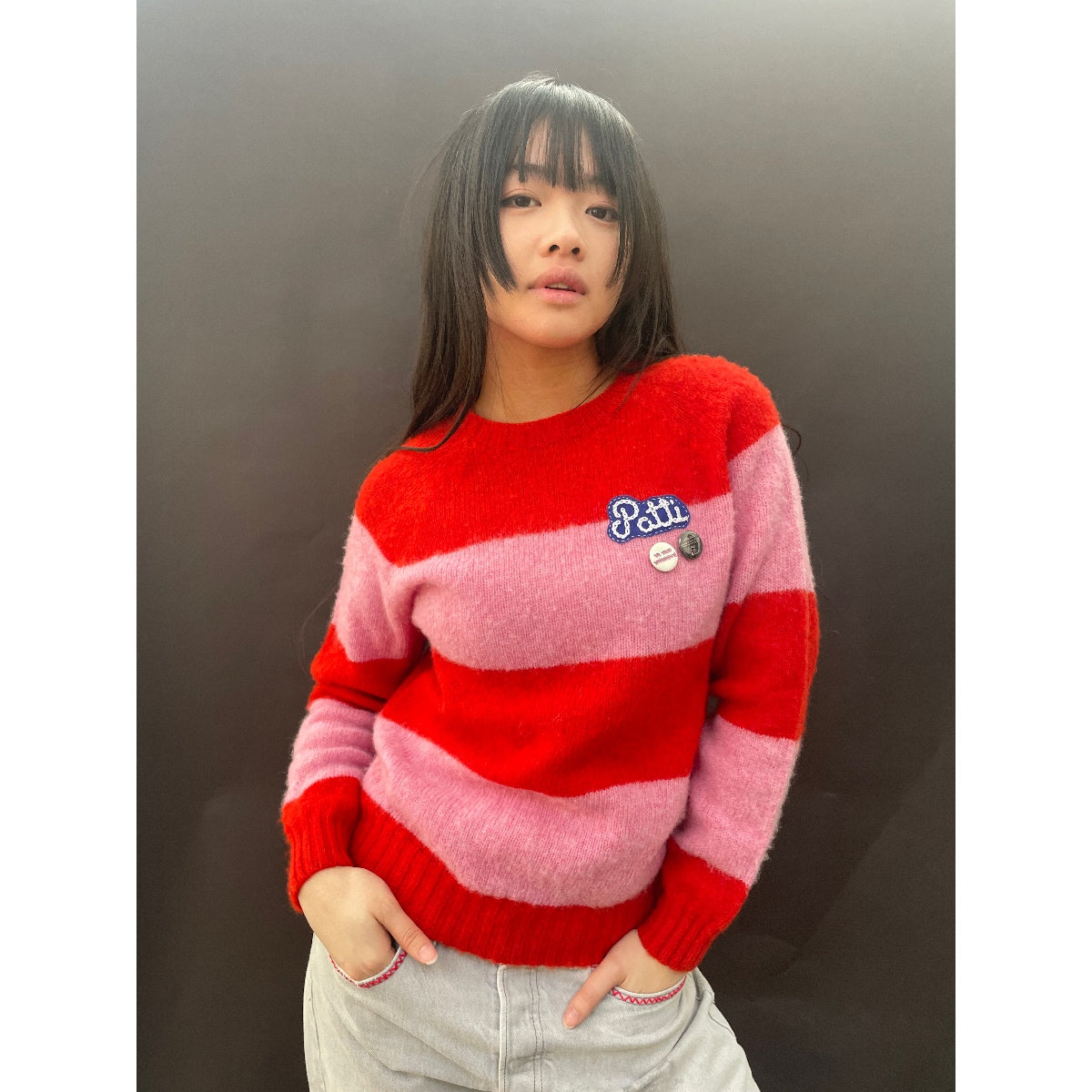 Useless Patti Pink/Red Stripe Jumper