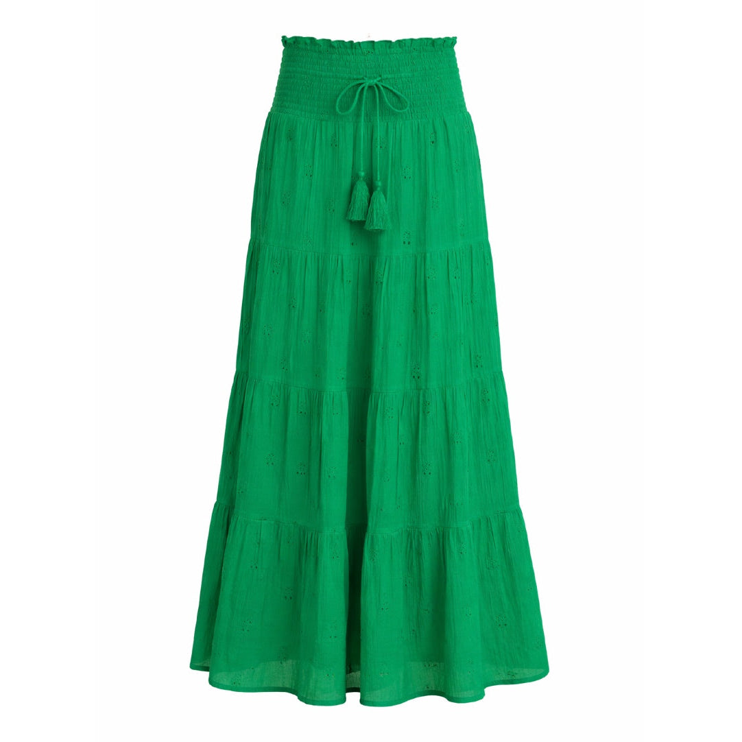 *LANDED* Frani Embroidered Maxi Skirt Emerald