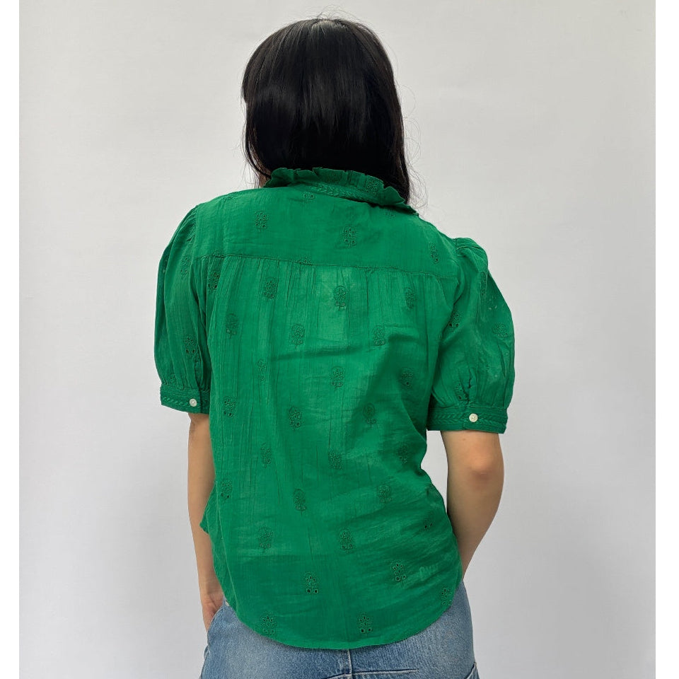 *LANDED* Frani Embroidered Top Green