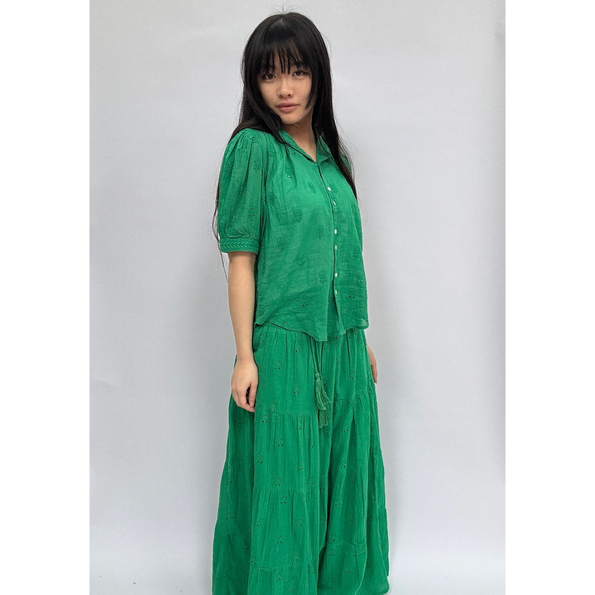 *LANDED* Frani Embroidered Top Green