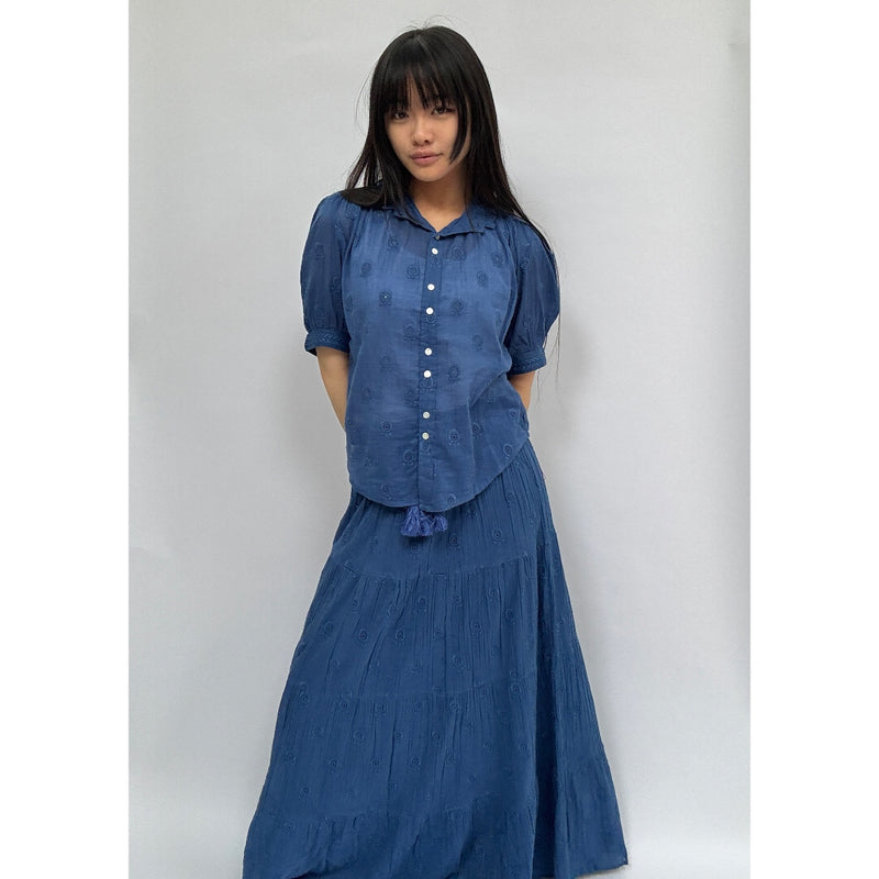 *LANDED* Frani Embroidered Top Cobalt