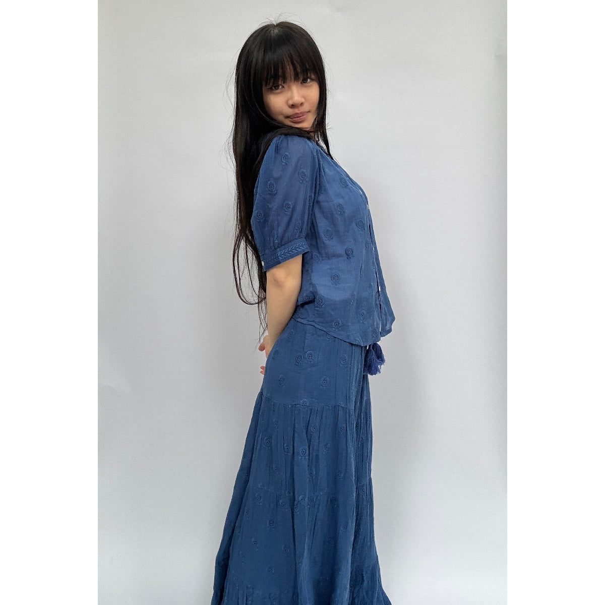*LANDED* Frani Embroidered Top Cobalt