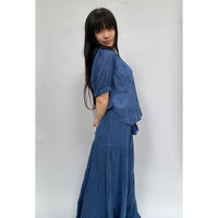 *LANDED* Frani Embroidered Maxi Skirt Cobalt