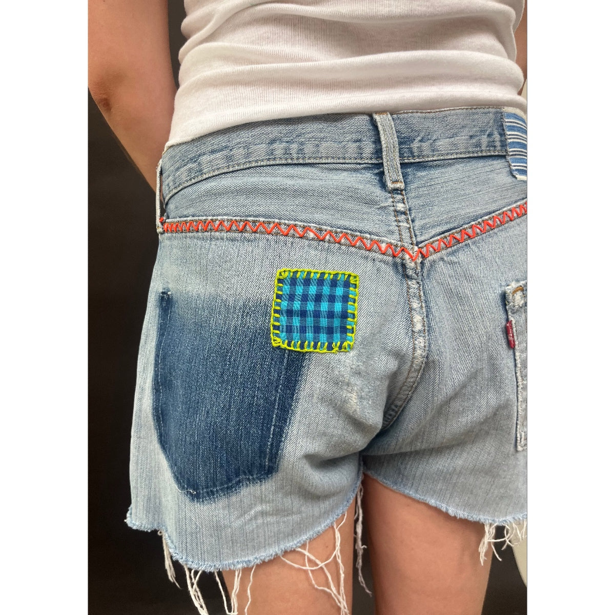 *NEW* Useless Zig Zag Levi's Cut Offs with Gingham Patch