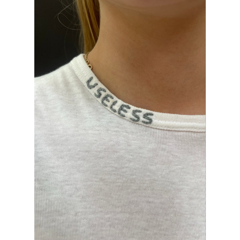 *NEW* Useless White Sleeveless T Shirt with Embroidery