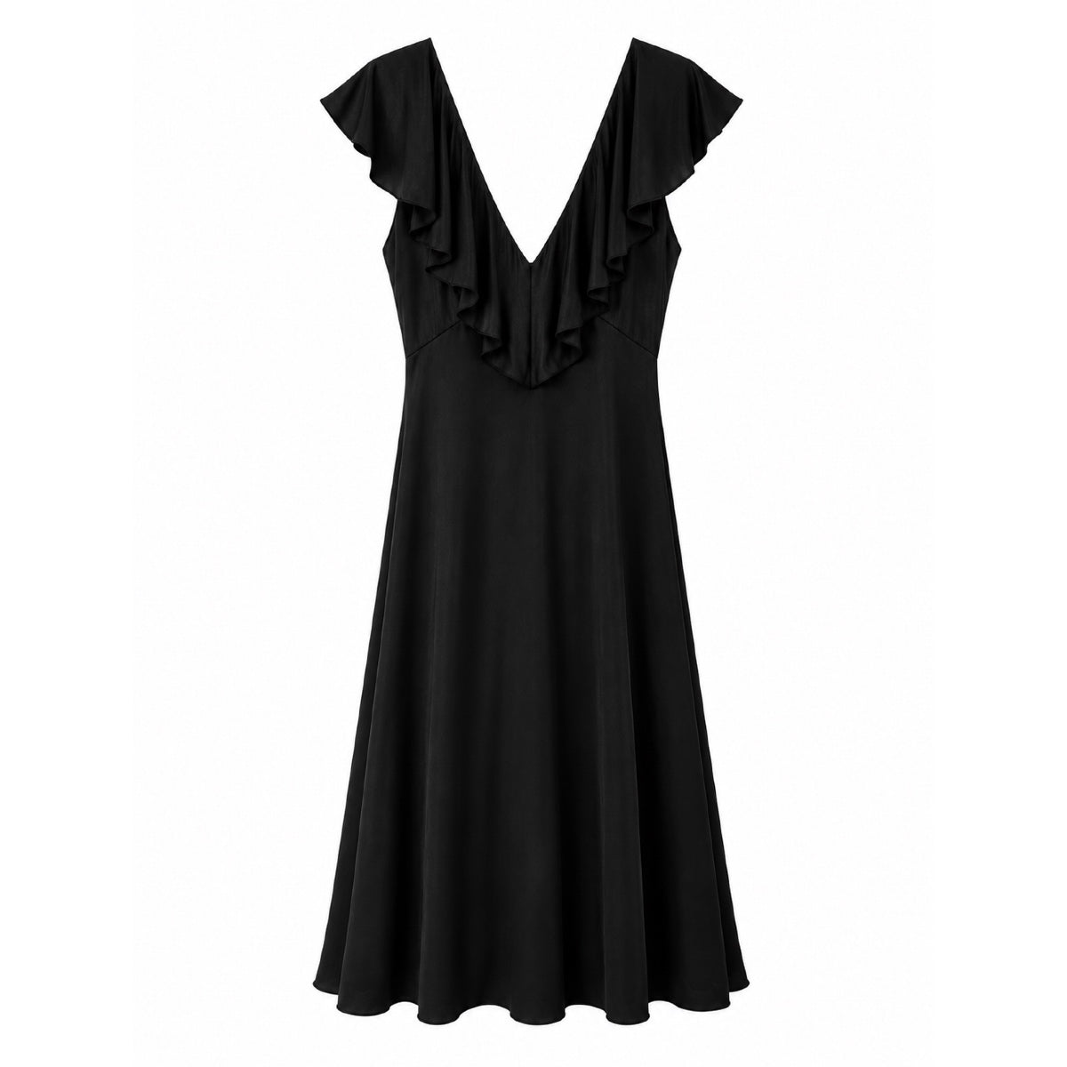 *NEW* Slinky Ruffle Dress Black