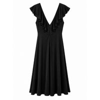 *NEW* Slinky Ruffle Dress Black