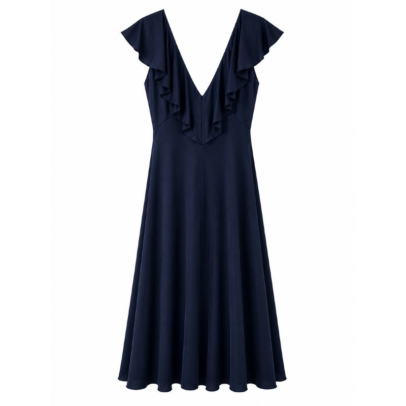 *NEW* Slinky Ruffle Dress Navy