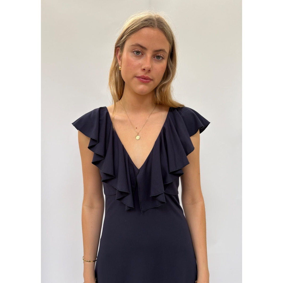 *NEW* Slinky Ruffle Dress Navy