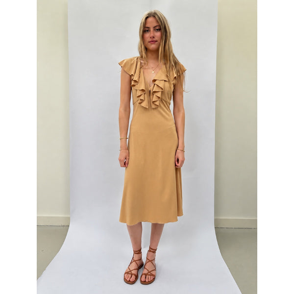 *NEW* Slinky Ruffle Dress Gold