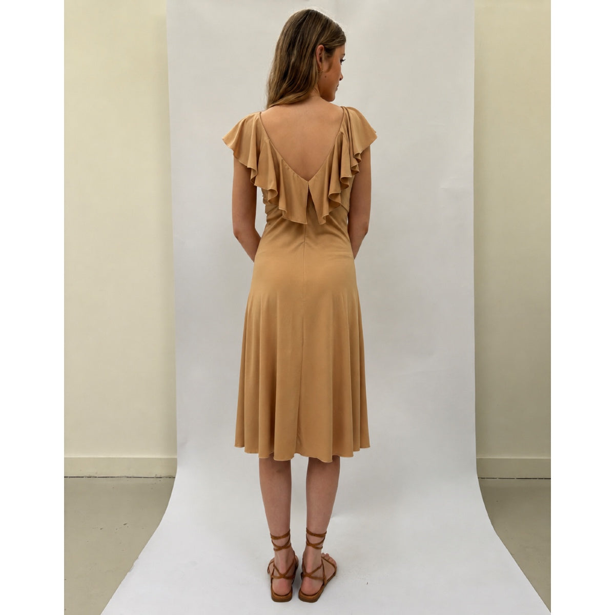 *NEW* Slinky Ruffle Dress Gold