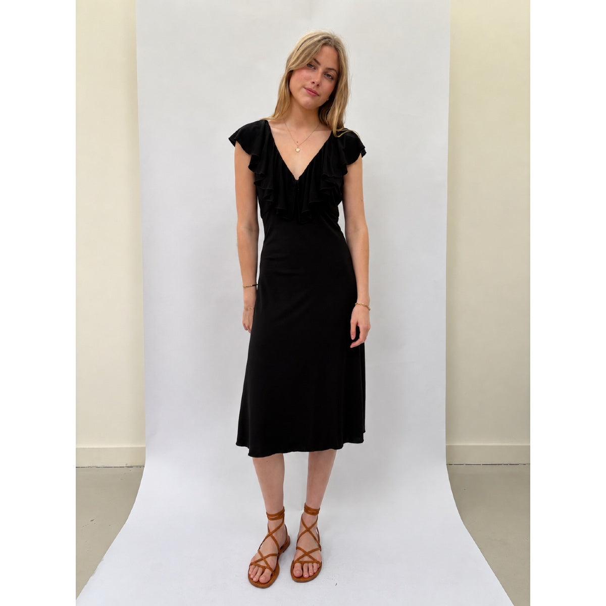*NEW* Slinky Ruffle Dress Black