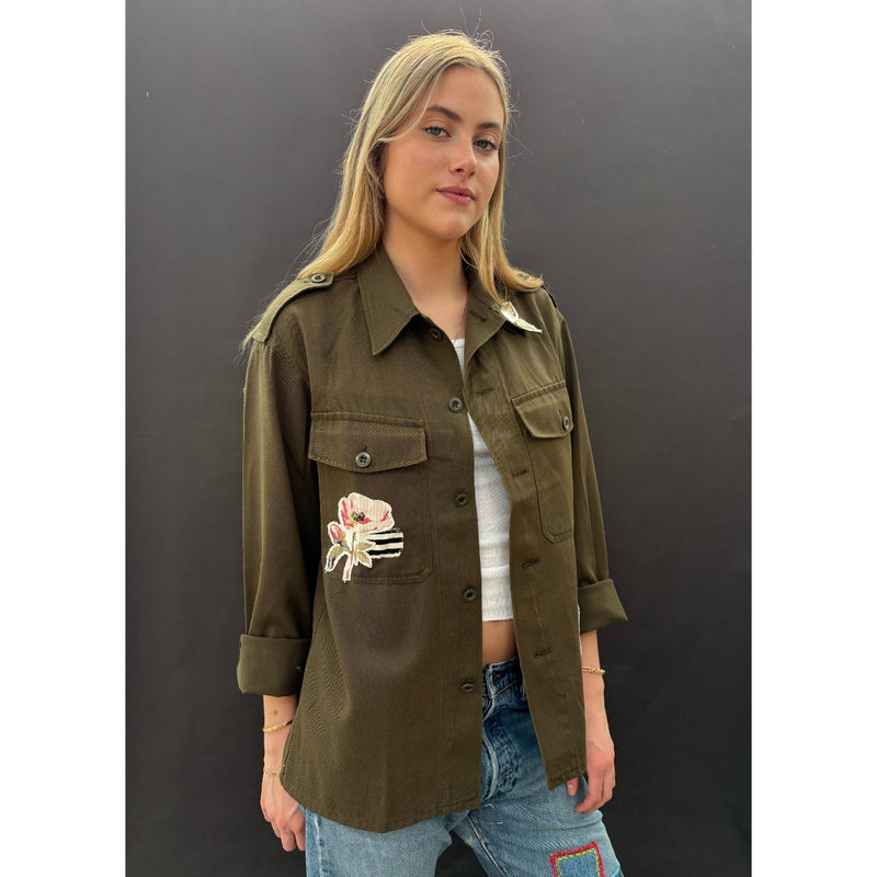 *NEW* Useless Army Shirt With Floral Patches