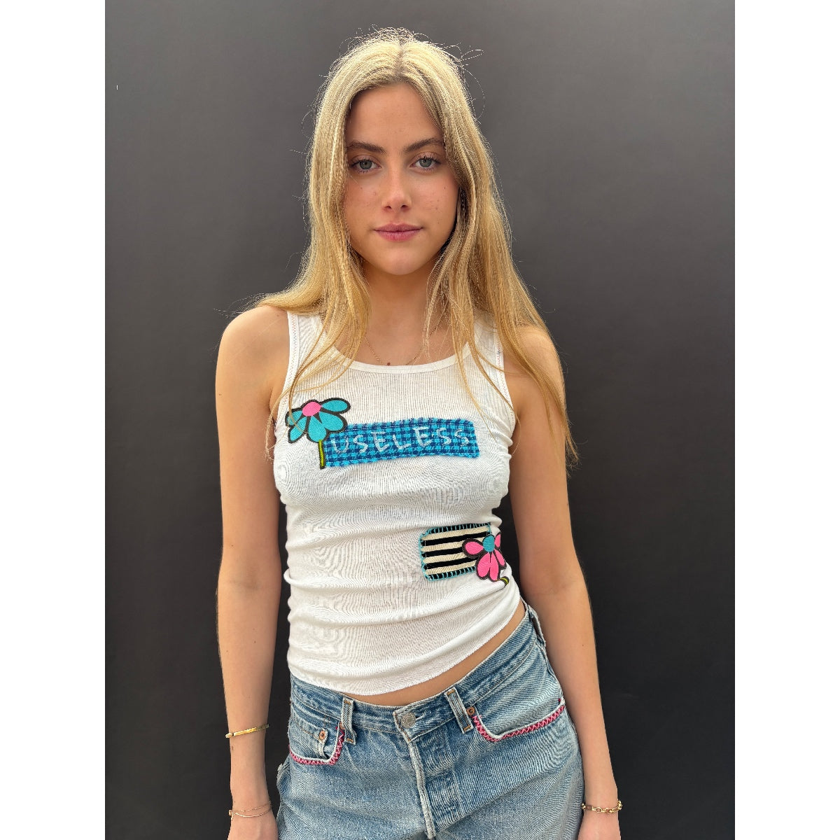 *NEW* Useless White Tank With Florals
