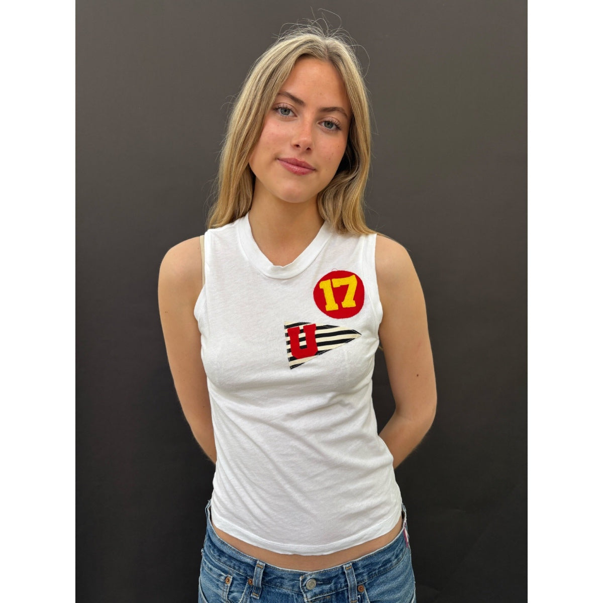 *NEW* White Tank With Patches
