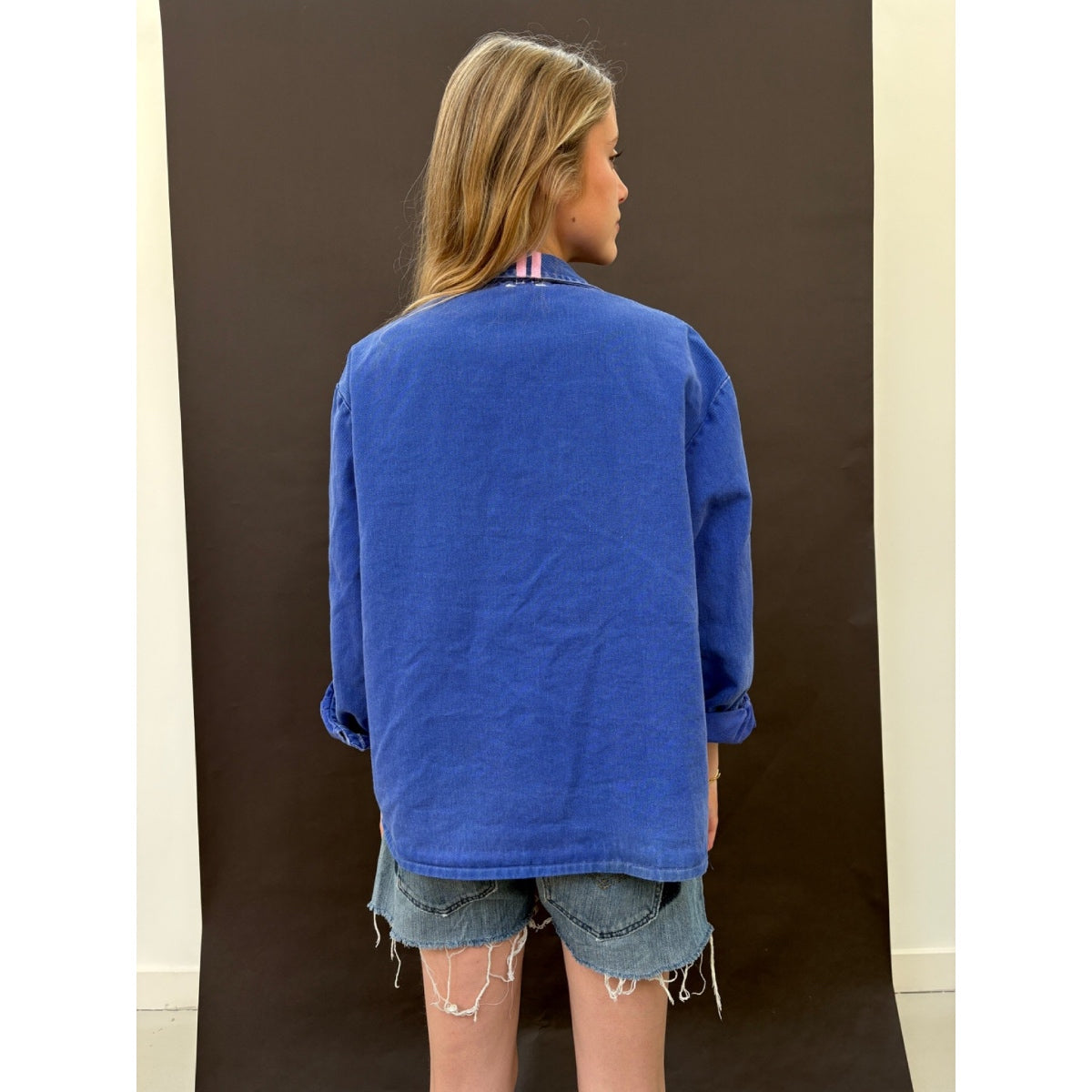 *NEW* Blue Workwear Jacket Pink Stripes