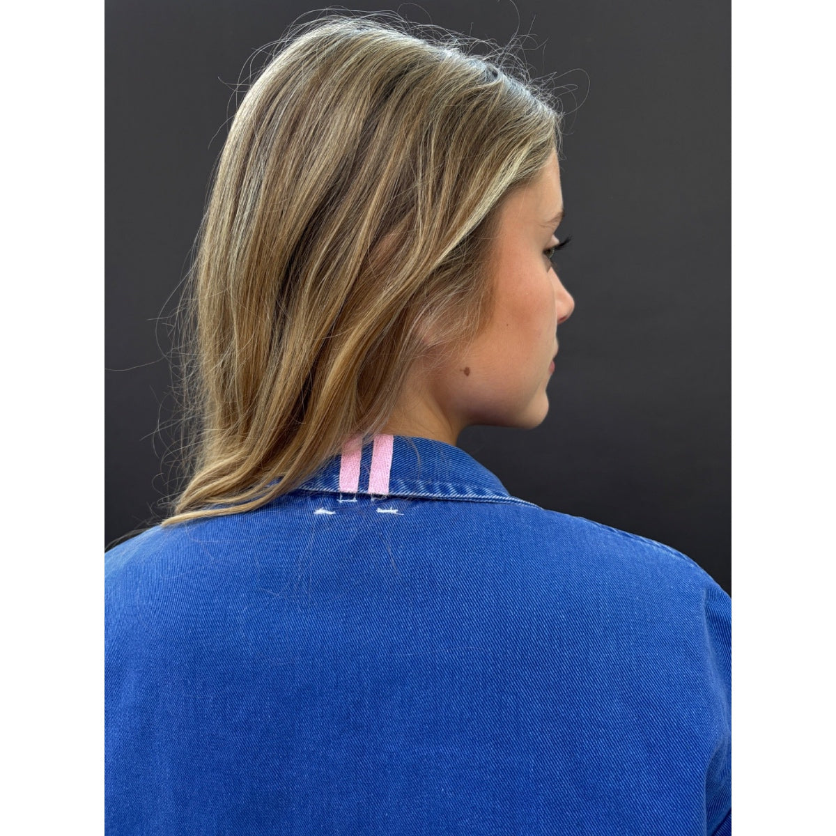 *NEW* Blue Workwear Jacket Pink Stripes