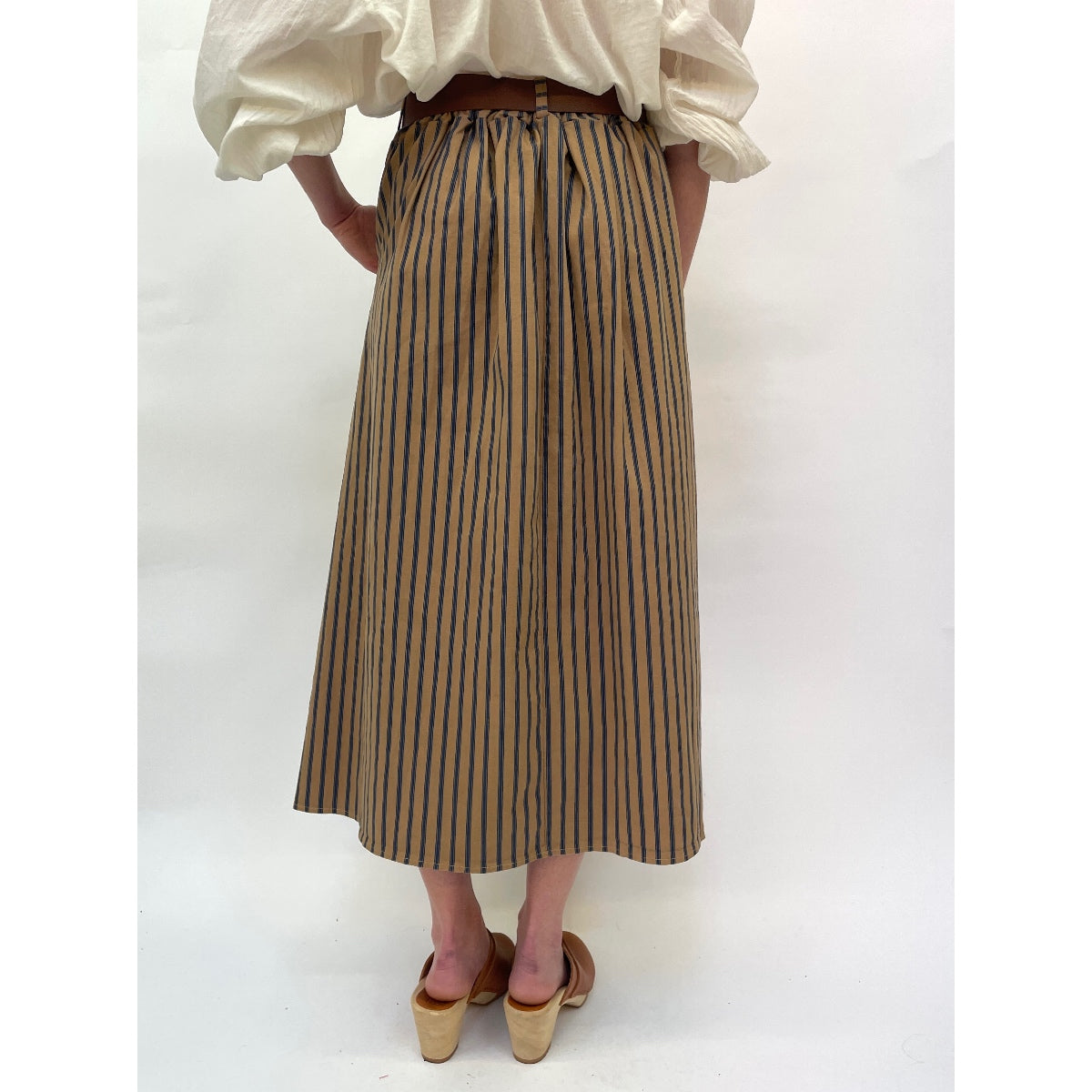 Toffee Stripe Belted Skirt