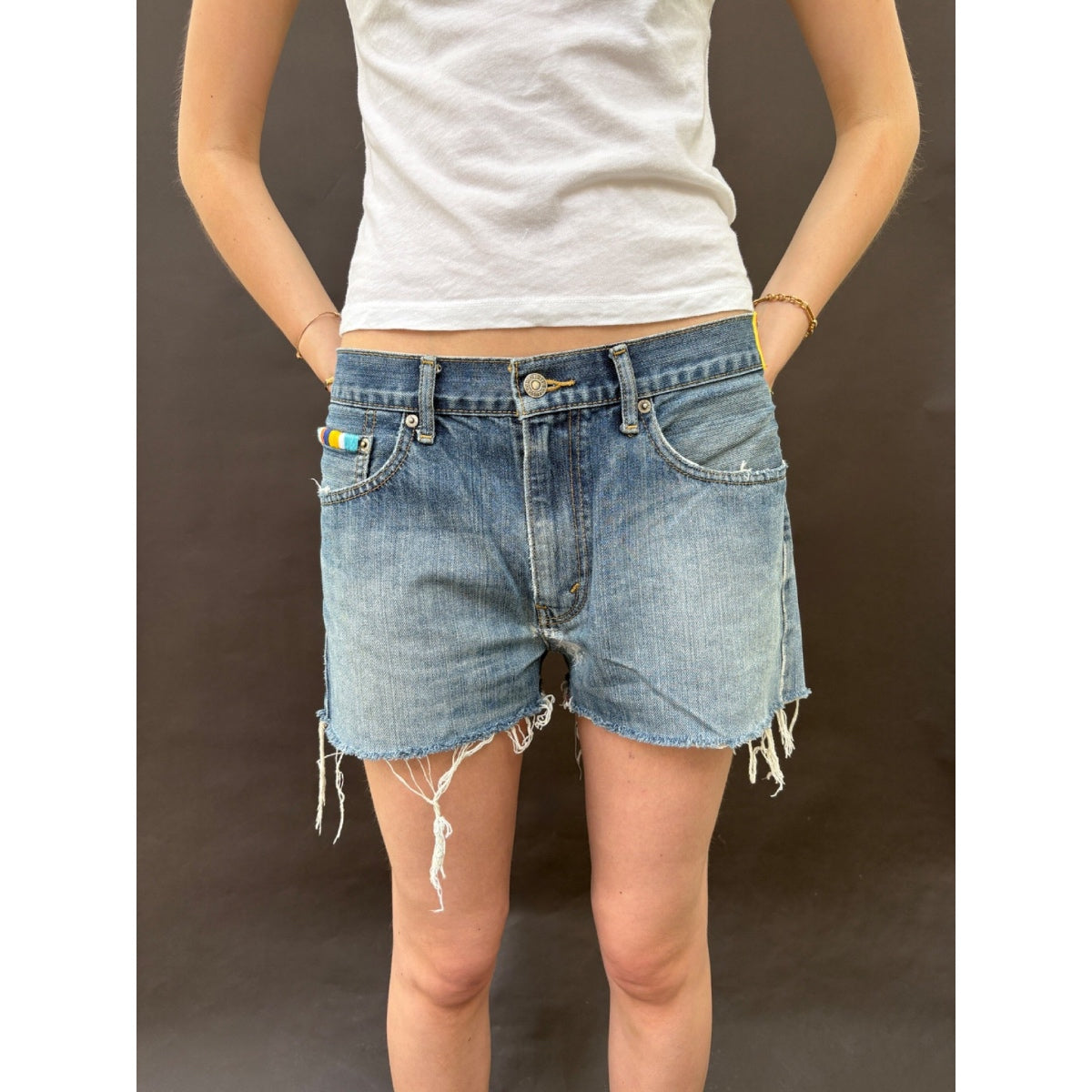*NEW* Zig Zag Levi's Cut Offs with Satin Stitch