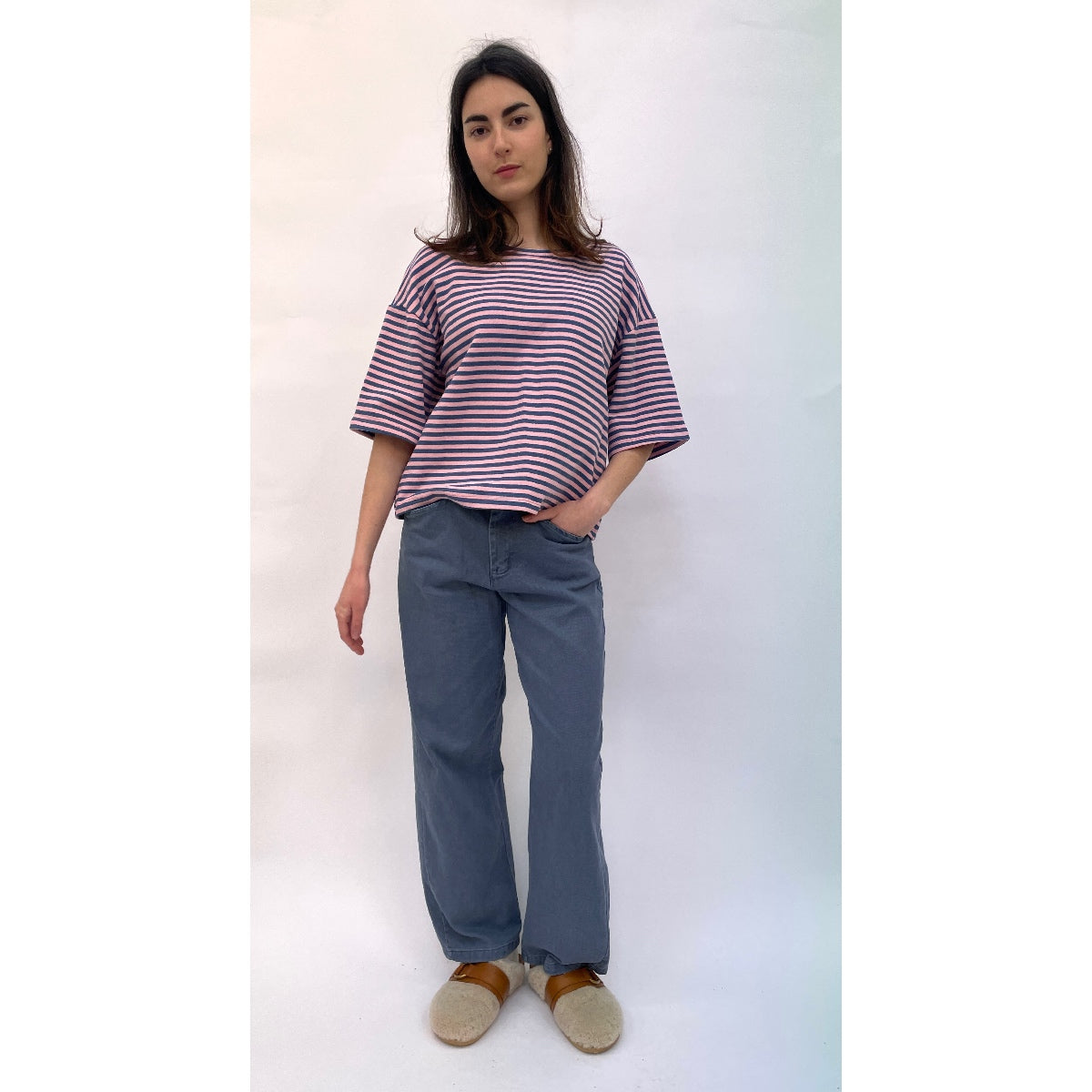 Pink/Blue Stripe Boxy T