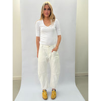 *SS26!* Topstitched Barrel Off White