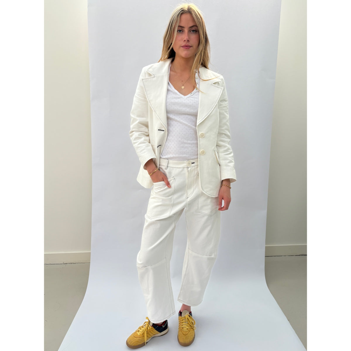 *SS26!* Topstitched Barrel Off White