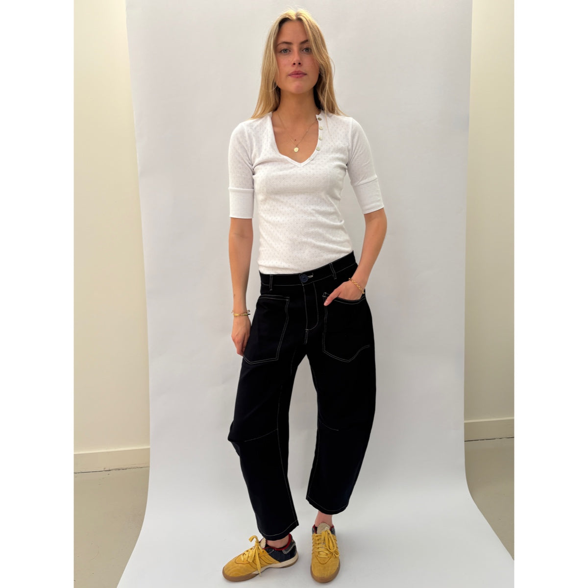 *SS26!* Topstitched Barrel Navy
