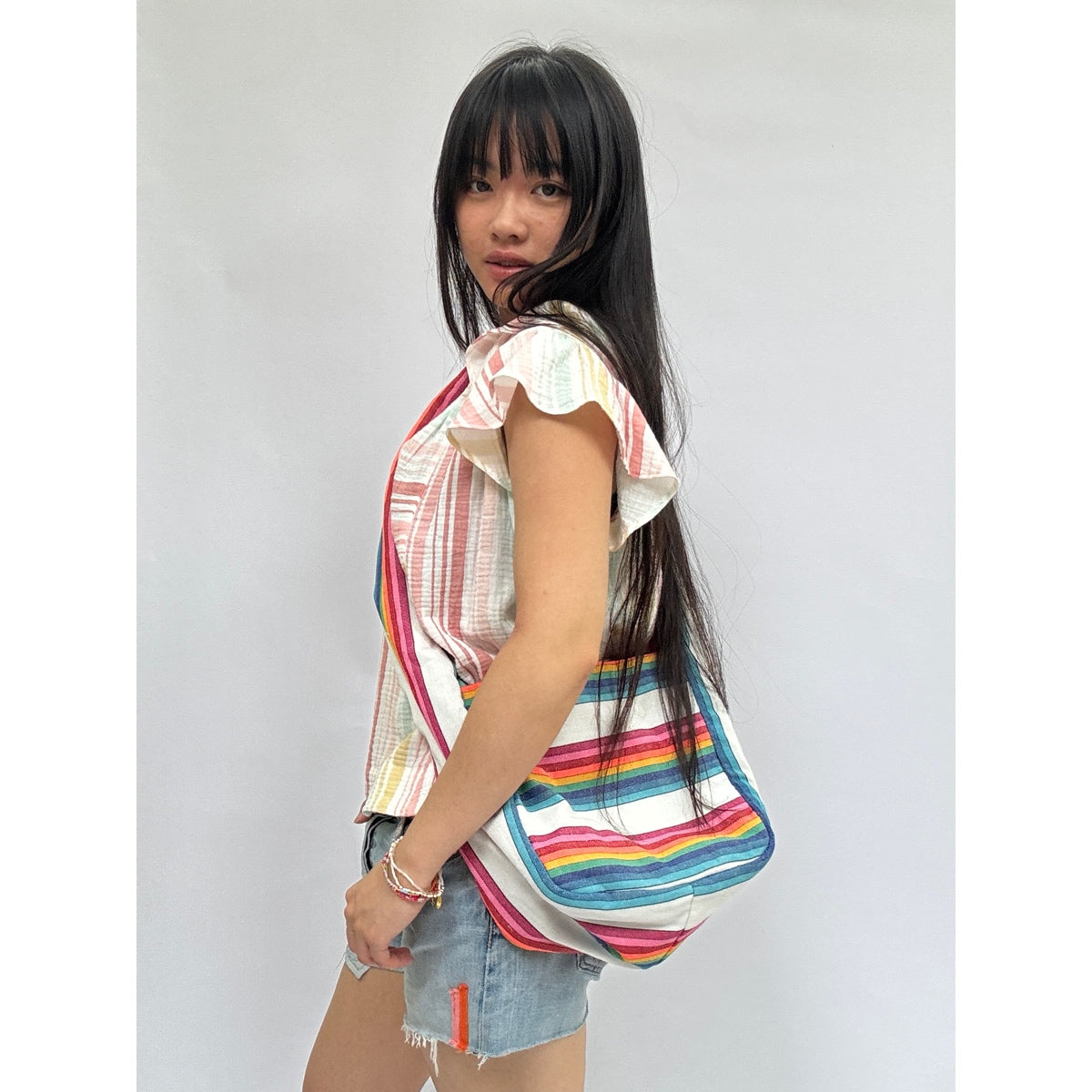 *NEW* Stripe Sling Bag White
