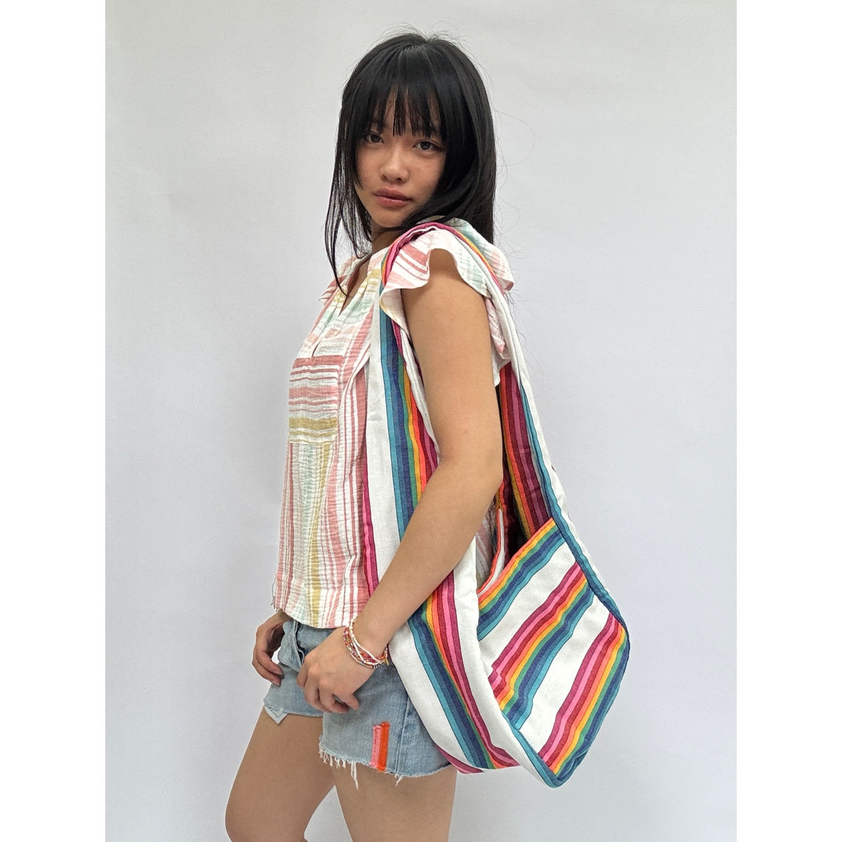 *NEW* Stripe Sling Bag White