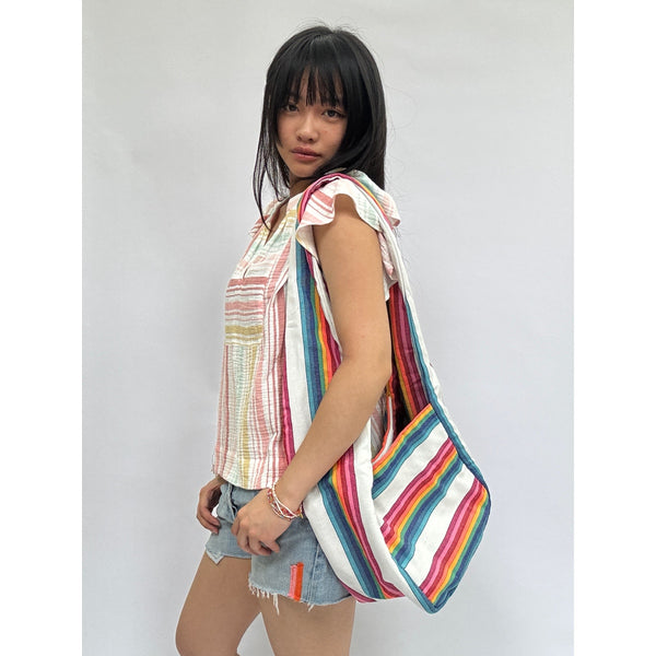 *NEW* Stripe Sling Bag White