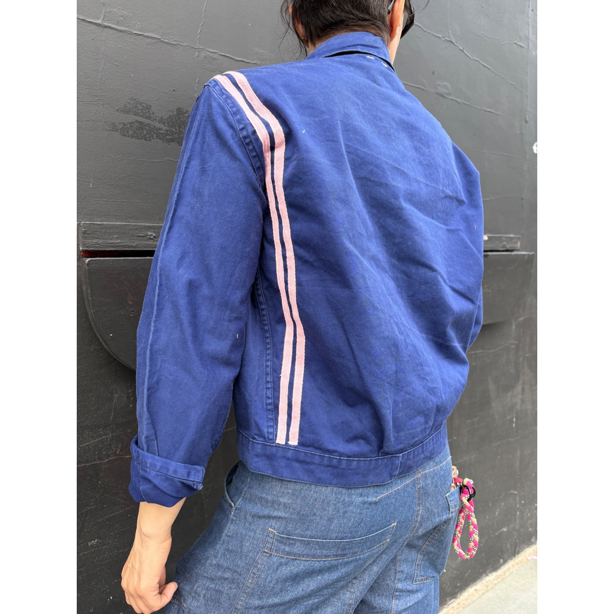 *NEW* Blue Workwear Jacket Pink Stripes