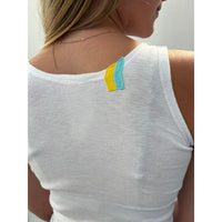 *NEW* White Tank Neckline Logo Blue