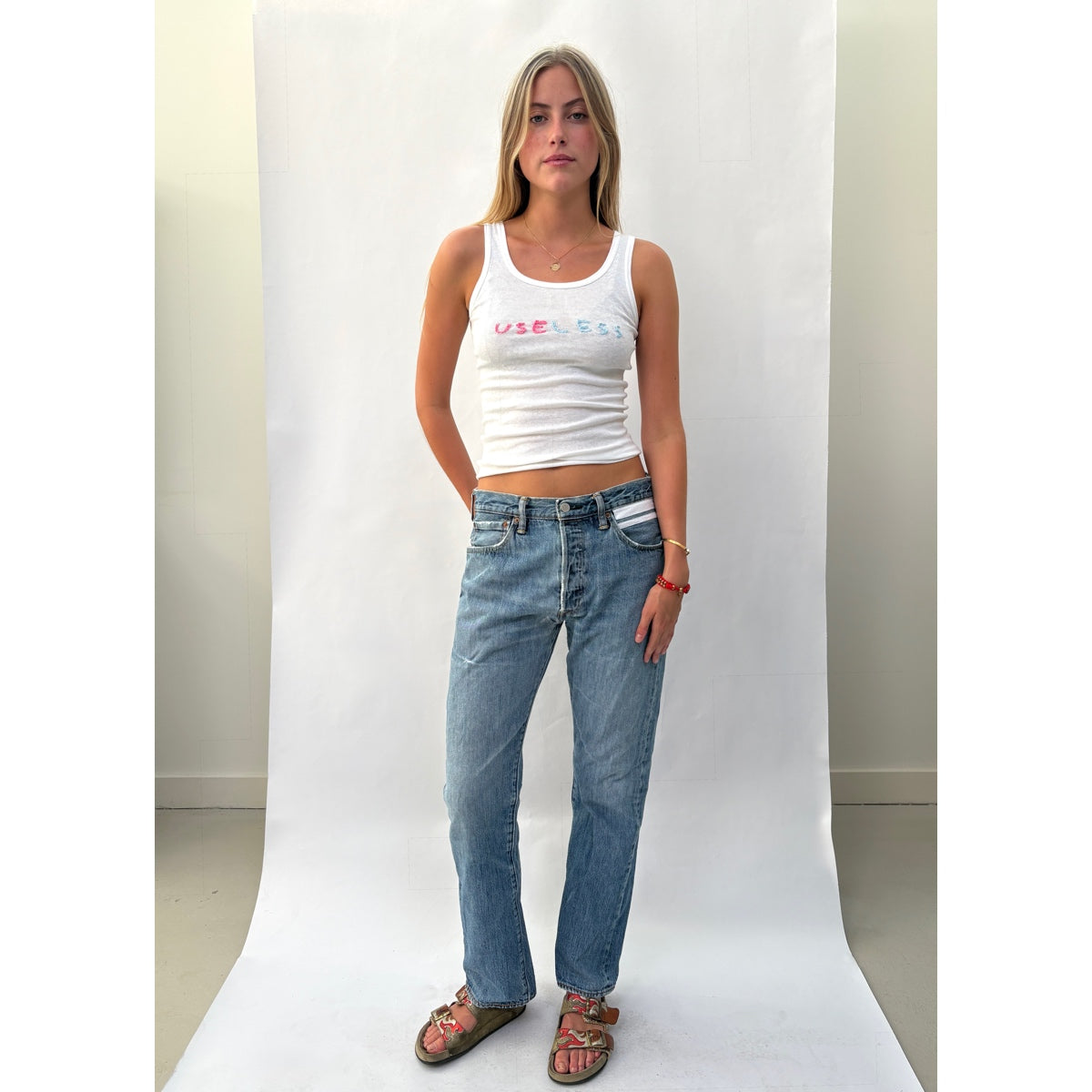 *NEW* Useless Stripe Appliquéd Levi’s Front and Back