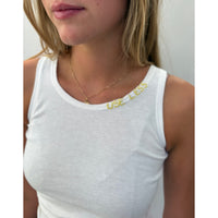*NEW* White Tank Neckline Logo Yellow
