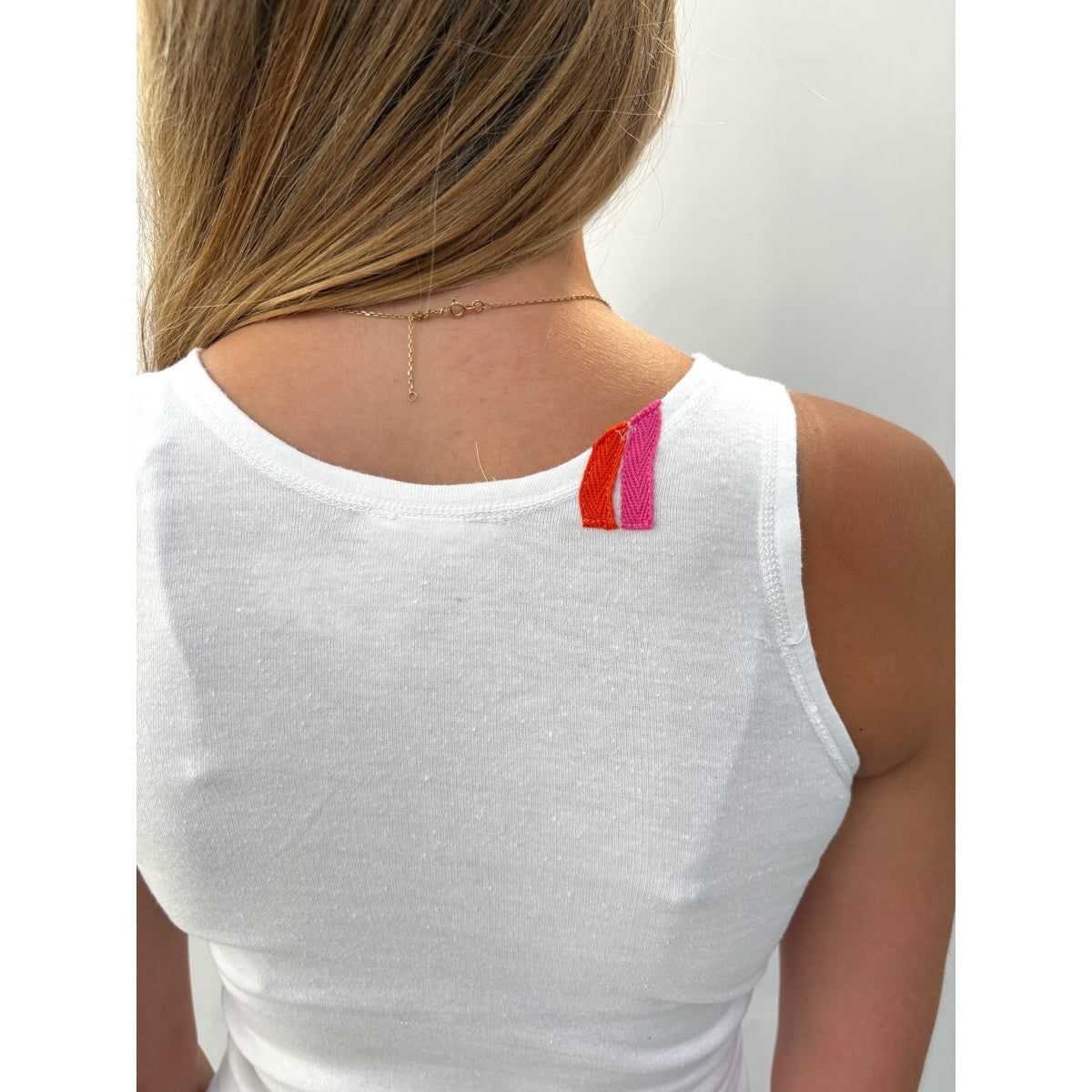 *NEW* White Tank Neckline Logo Yellow