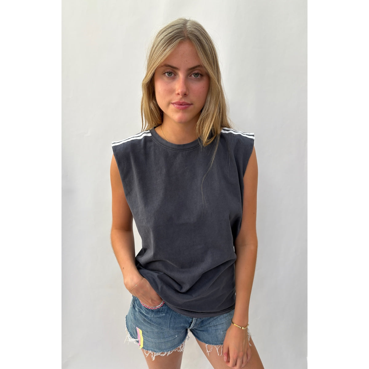 *NEW* Black Tank + Tape Applique