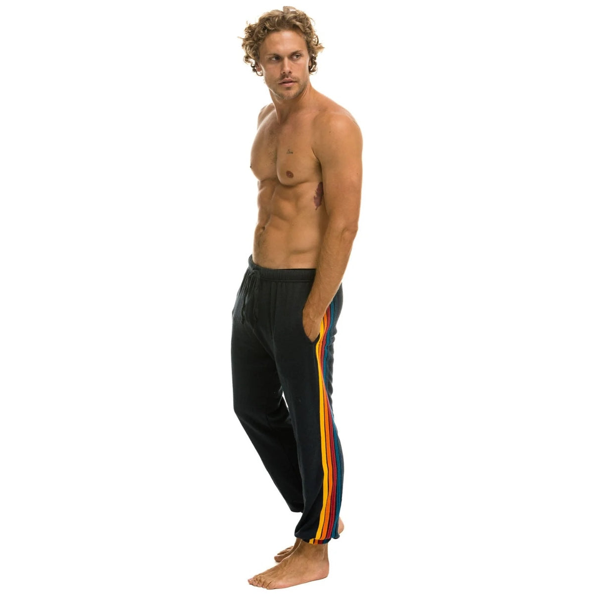 Men's 5 Stripe Sweatpants Charcoal