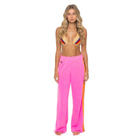 5 Stripe Wide Leg Sweatpants Neon Pink