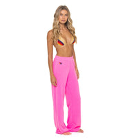 5 Stripe Wide Leg Sweatpants Neon Pink