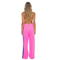 5 Stripe Wide Leg Sweatpants Neon Pink