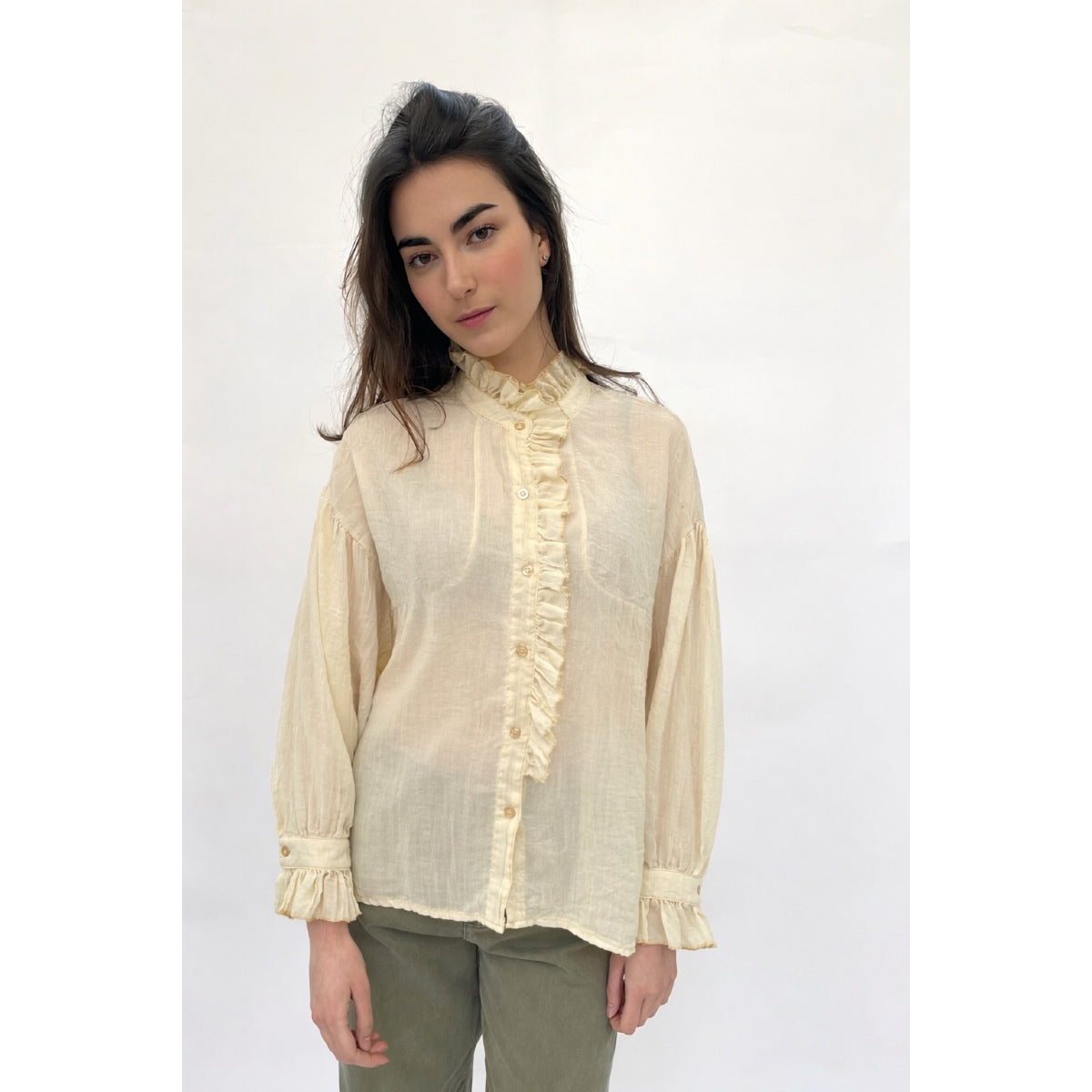 Light Yellow Ruffle Shirt
