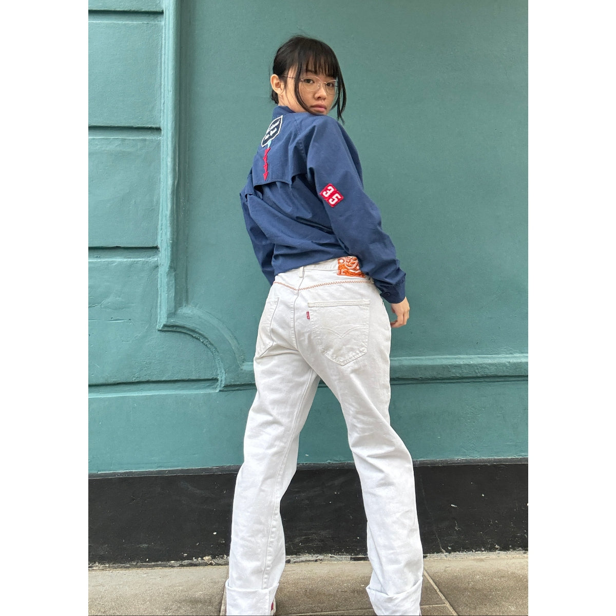 *NEW* Useless White Levis Zig Zag Stitching