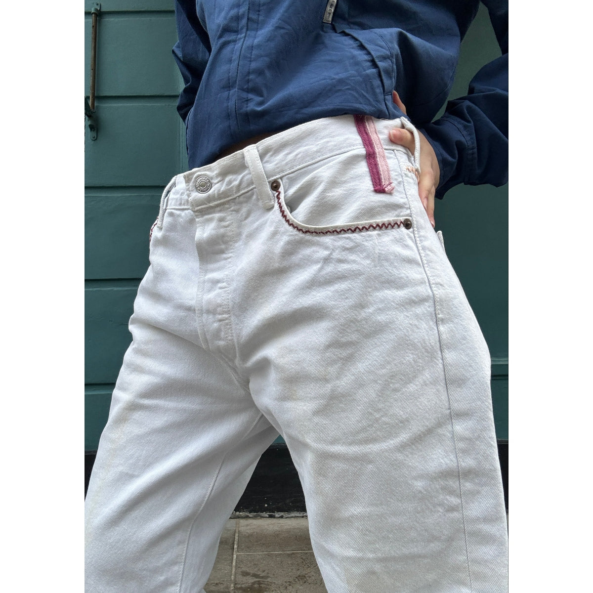 *NEW* Useless White Levis Zig Zag Stitching