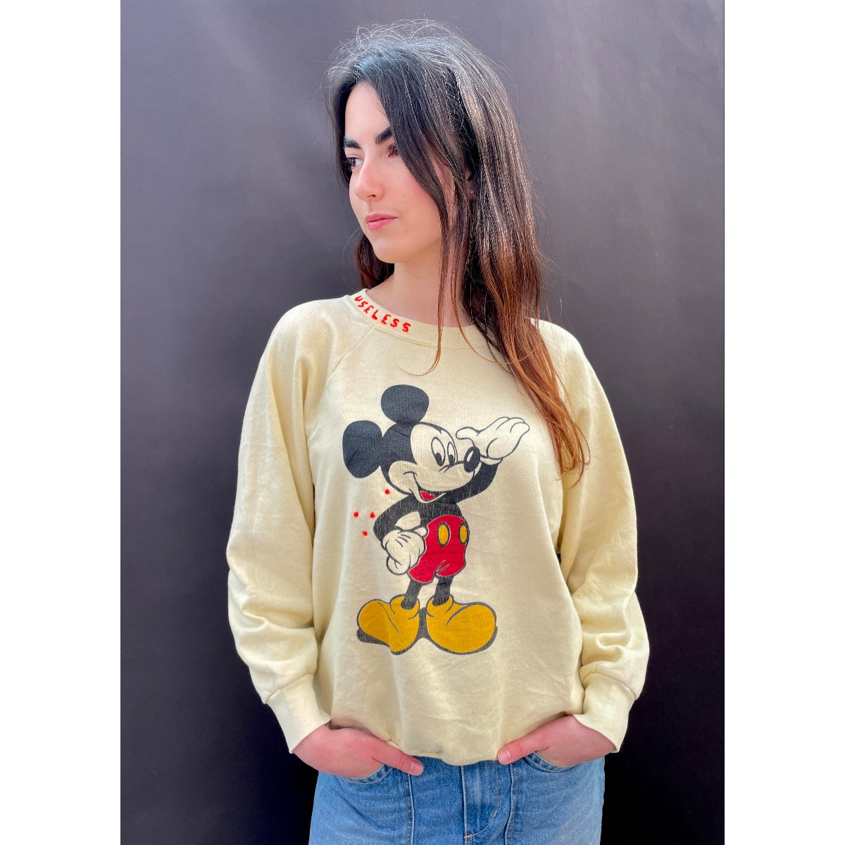 *NEW* Useless Mickey Mouse Pale Yellow Sweatshirt
