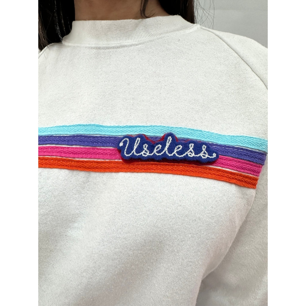 Useless White Stripe Sweatshirt
